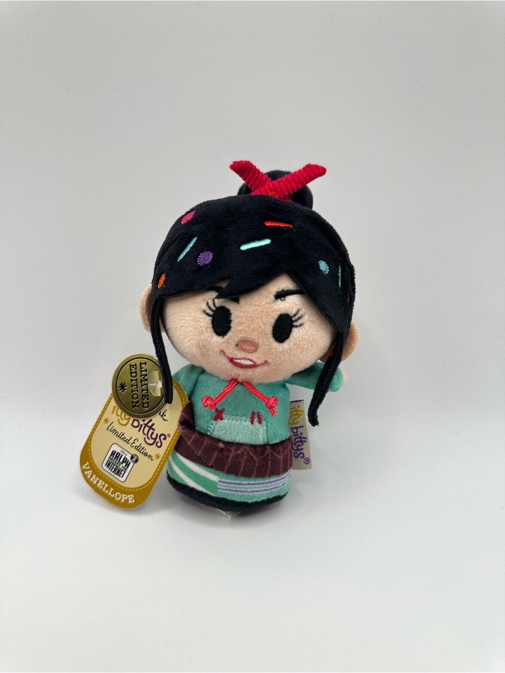 Disney Vanellope Tsum Tsum Plush - Black Hair, Mint, Brown, Red Accents